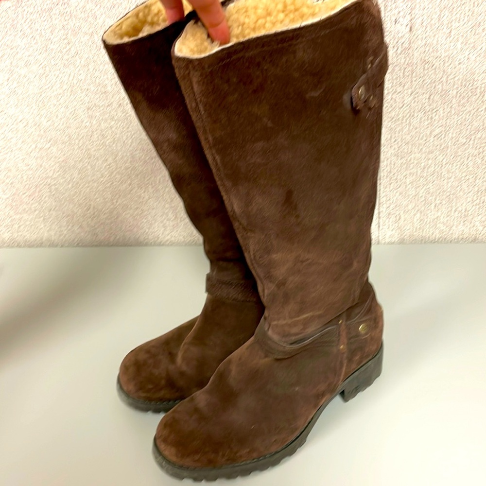 UGG Julian Brown Suede Tall Lined Boots 7.5